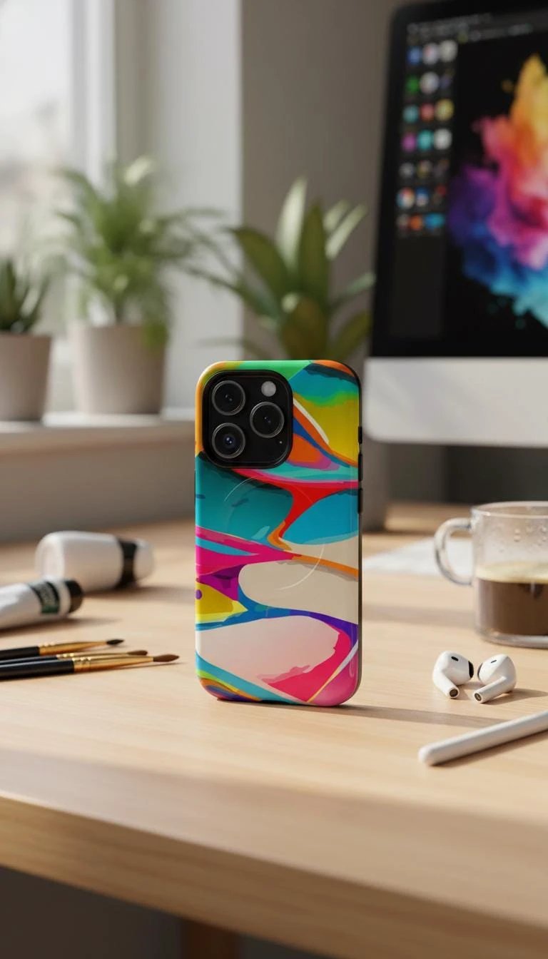 Vibrant Abstract Splash MagSafe Case - Bold Maximalist Tough Phone Cover for Edgy Alt-Fashion Aesthetics