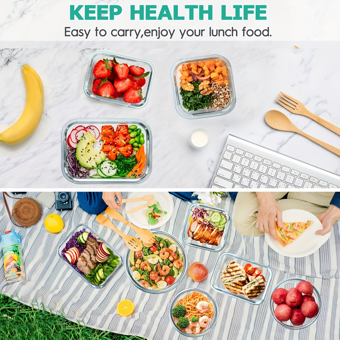 Glass Meal Prep Containers  12pc Set- HMT16GS