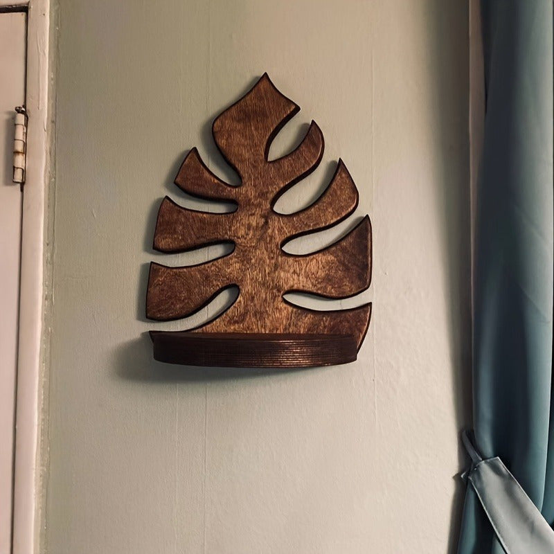 Rustic Wood Leaf Wall Shelf - NW2C