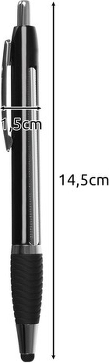 Set van 6 Pennen Met Uitschuifbare Notitie - Spiekpen - 3 x zwart + 3 x blauw