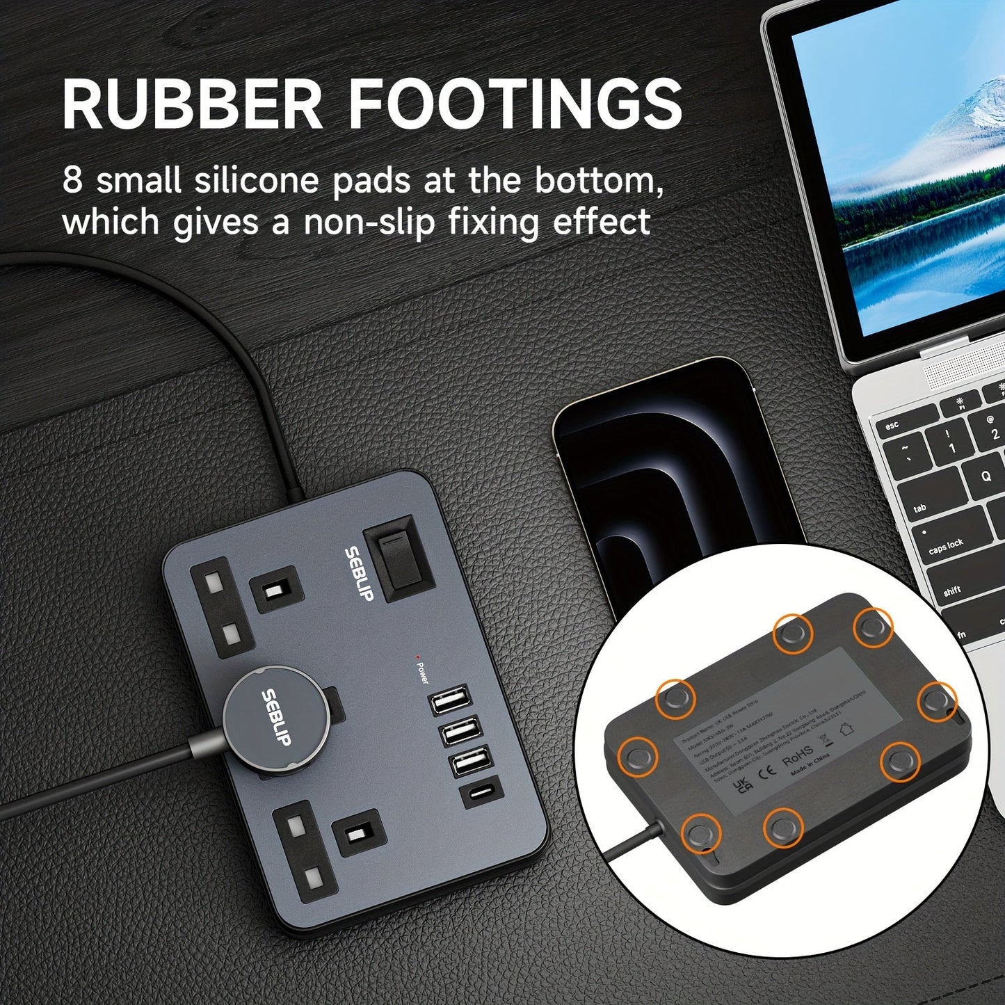 7in1 Flat Plug Power Strip- HMT17PP