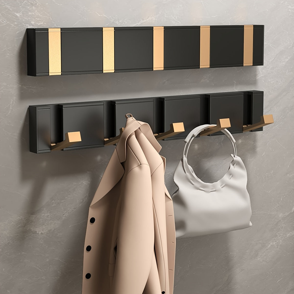 MRSINE HeavyDuty Foldable Wall Hook  Black  Gold-WCDN