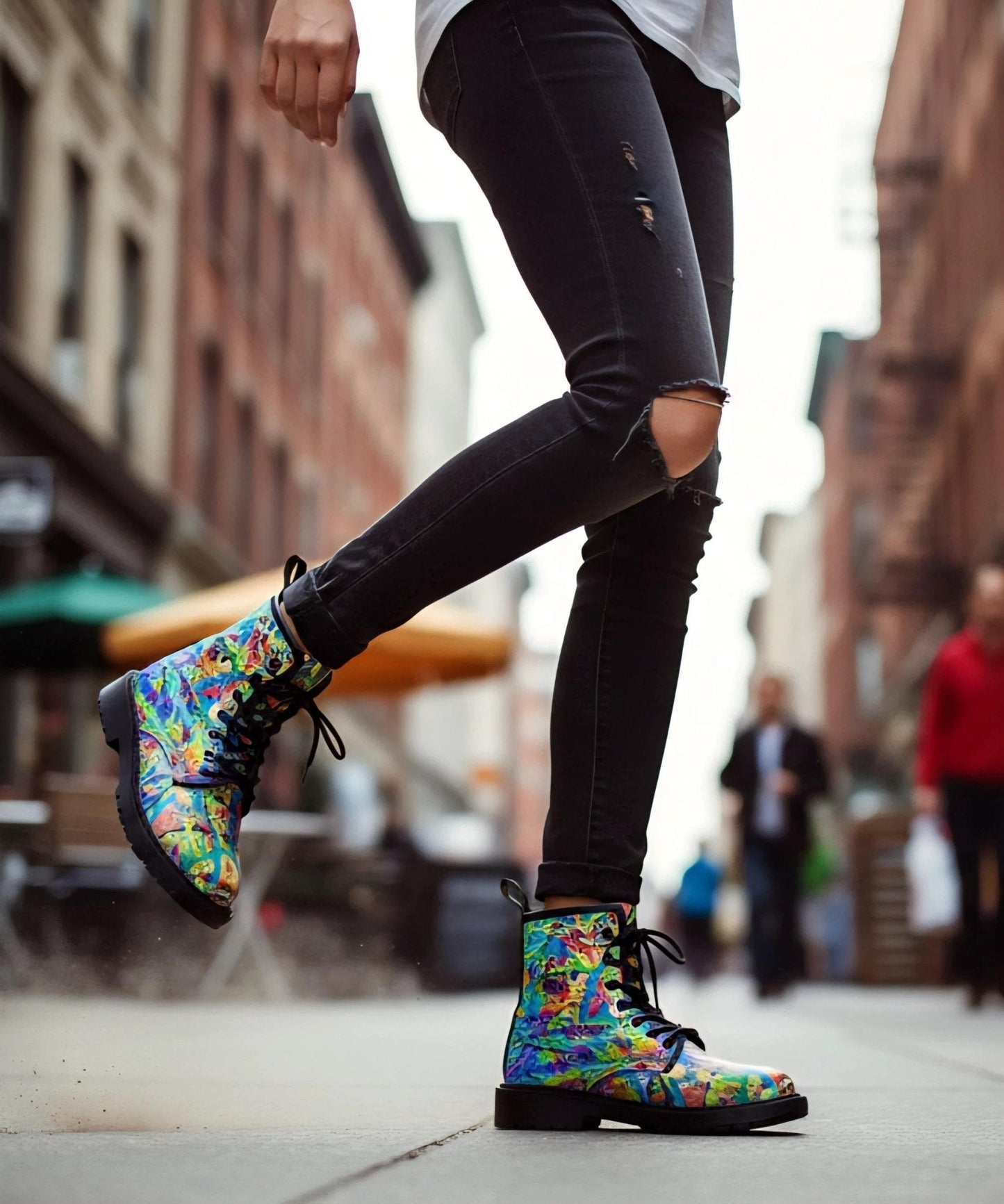 Vandals Velvet Martin Short Boots - Designer All-Over Print Combat Boots for Edgy Streetwear