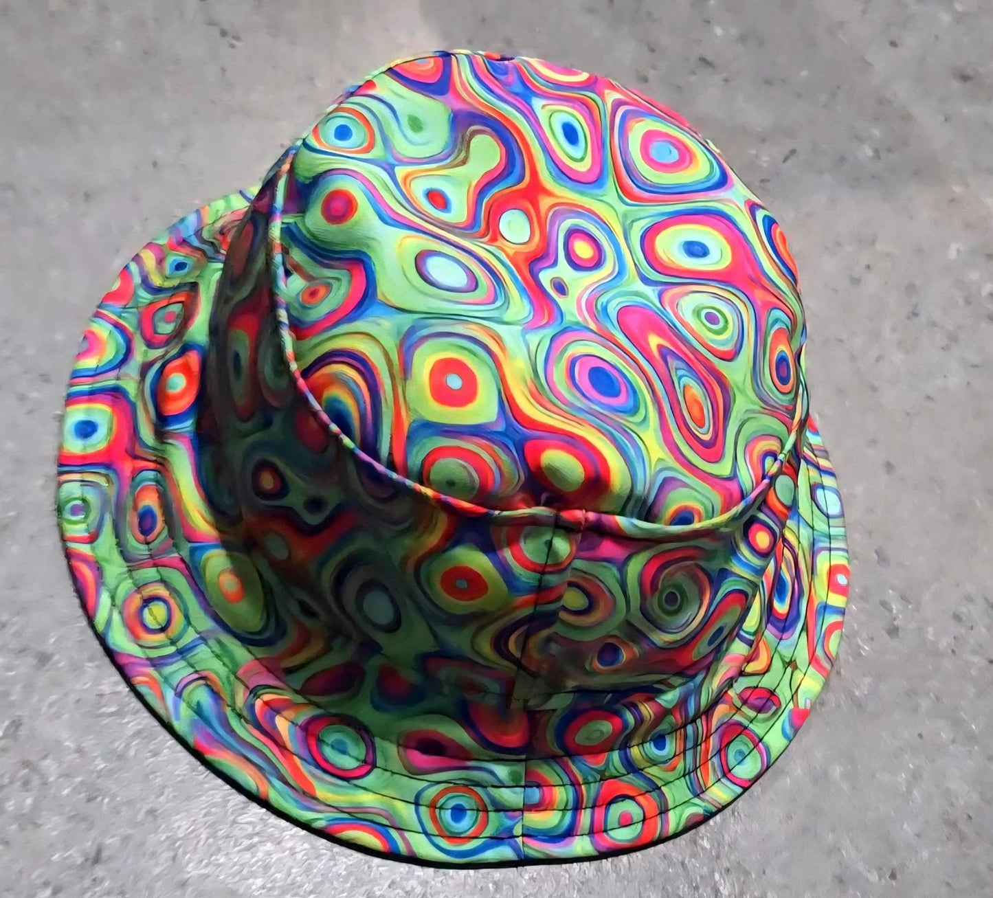 Alligator Bites Neon Bucket Hat for Psychedelic Ravers — Dubstep Alt Fashion Headwear, Neon Geometric AOP, Playa-Ready Festival Hat