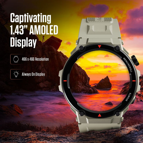 Fastrack Xtreme Pro 3.6cm AMOLED Rugged Design BT Calling - Beige Strap