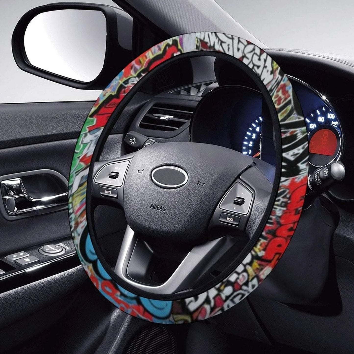 Psychedelic AOP Steering Wheel Cover | Maximalist Anti-Slip Car Accessory for Bold Drivers