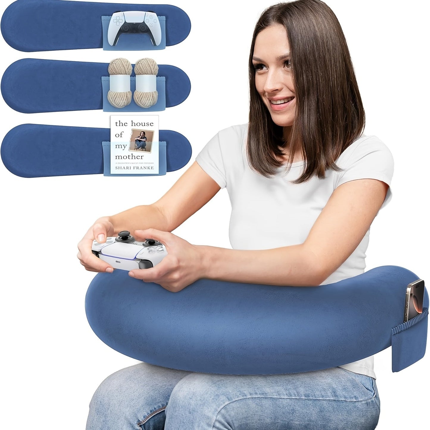 Ergonomic Lap Pillow with Arm Rest for BedSofaFloor-1B0T