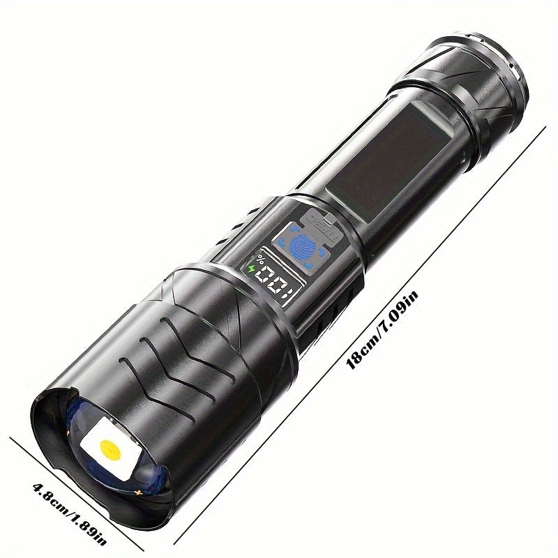 Rechargeable LED Flashlight, USB Type-C, Digital Display – TJR1K8V