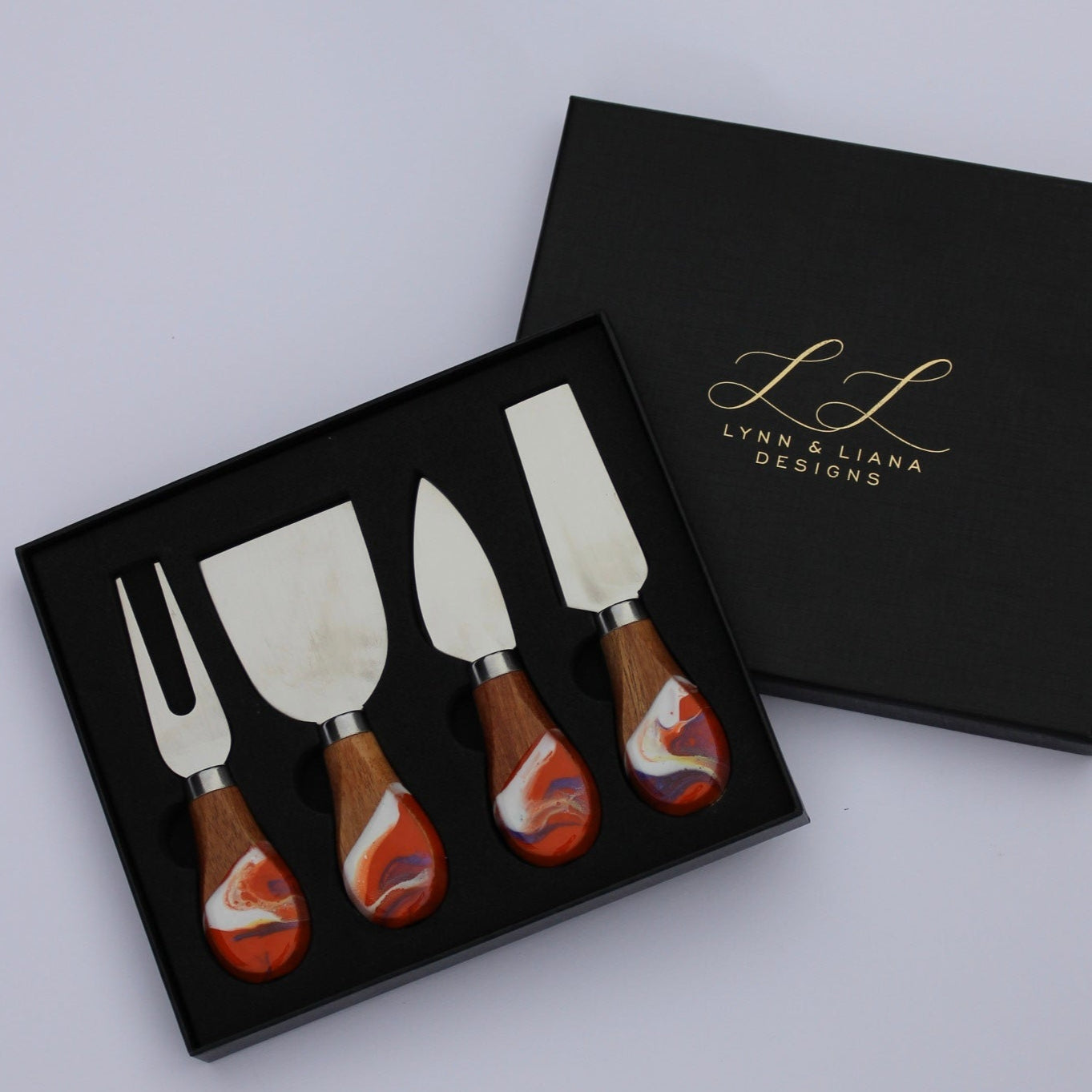 Elkmont Custom Made Marble Dipped Cheese Knife Set