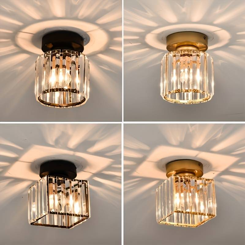1-Light Flush Mount K9 Crystal Glass Hallway Ceiling Light