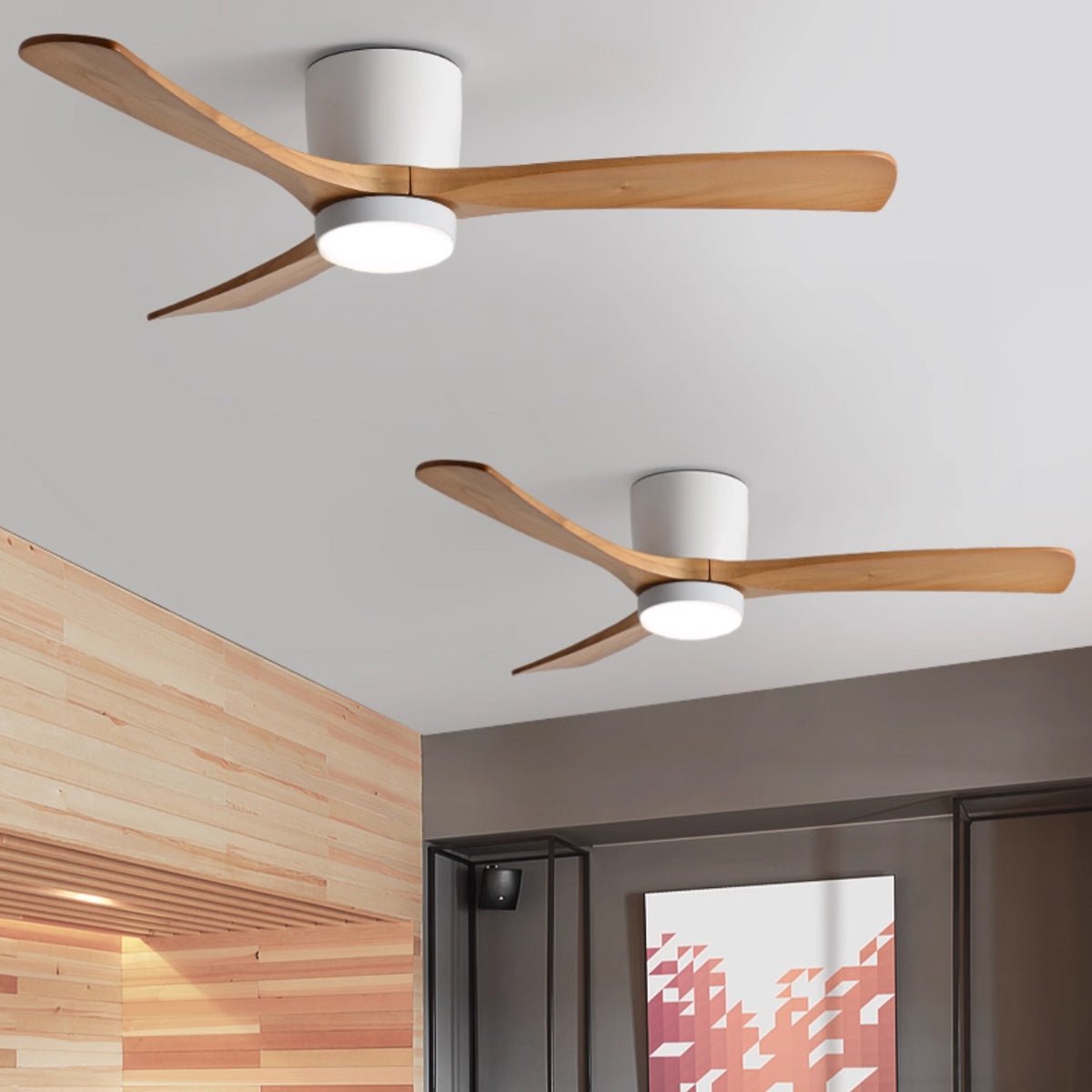 Wood Blade Ceiling Fan Ceiling Light With Remote Control