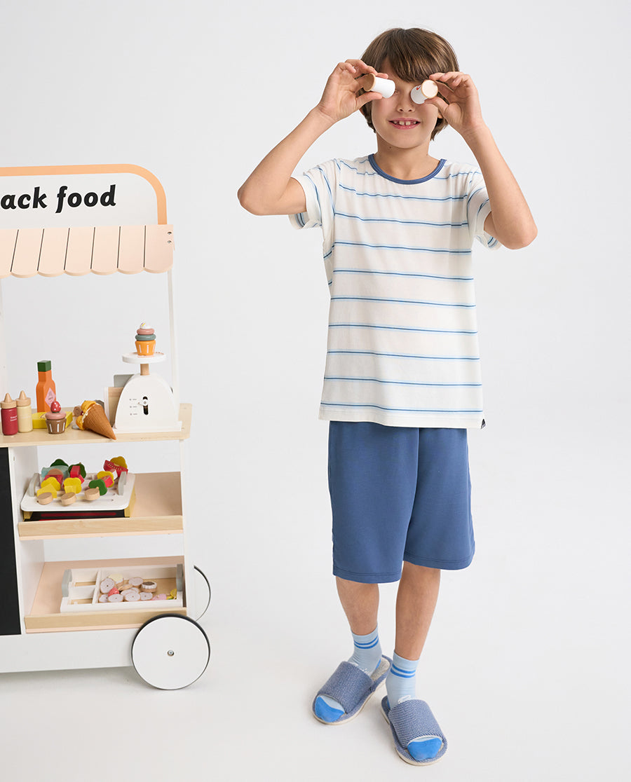 Aimer Kids Short-sleeve Tops Homewear Set For Boys