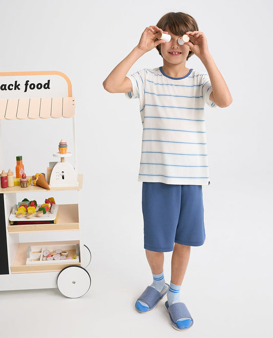 Aimer Kids Short-sleeve Tops Homewear Set For Boys