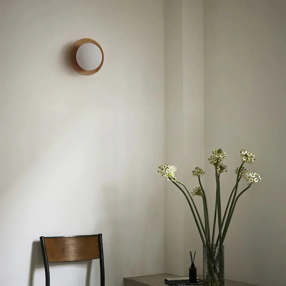 Nordic Natural Wood Wall Light LED Light With Globe Shade