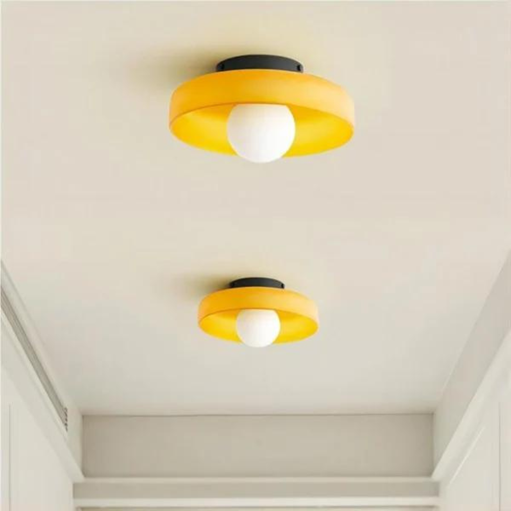 Scandinavian Glass Disc Ceiling Light With Flush Mount Design