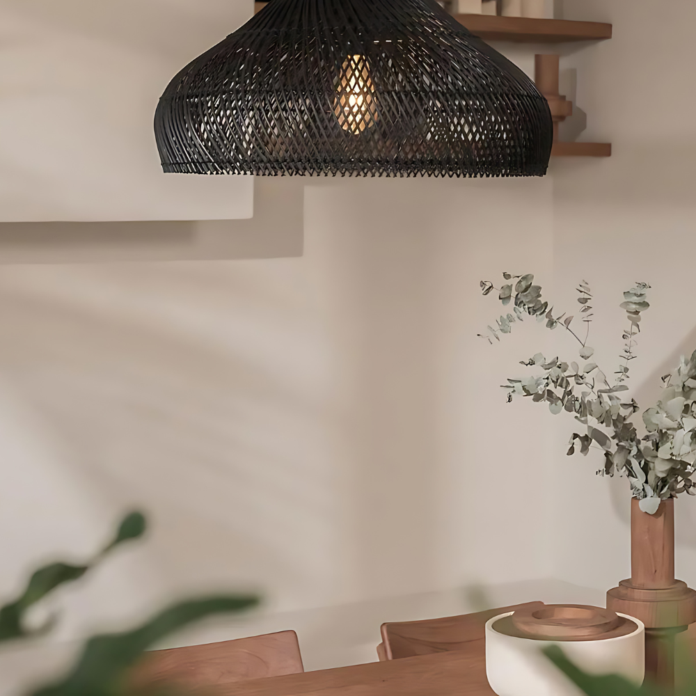 Bohemian Rattan Pendant Lights With Woven Shade