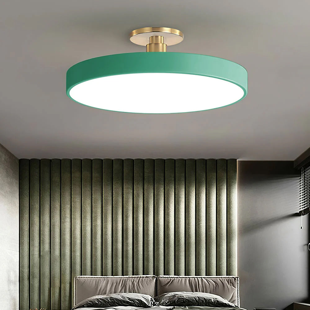 Modern Circular LED Flush Mount Ceiling Light With Iron Frame