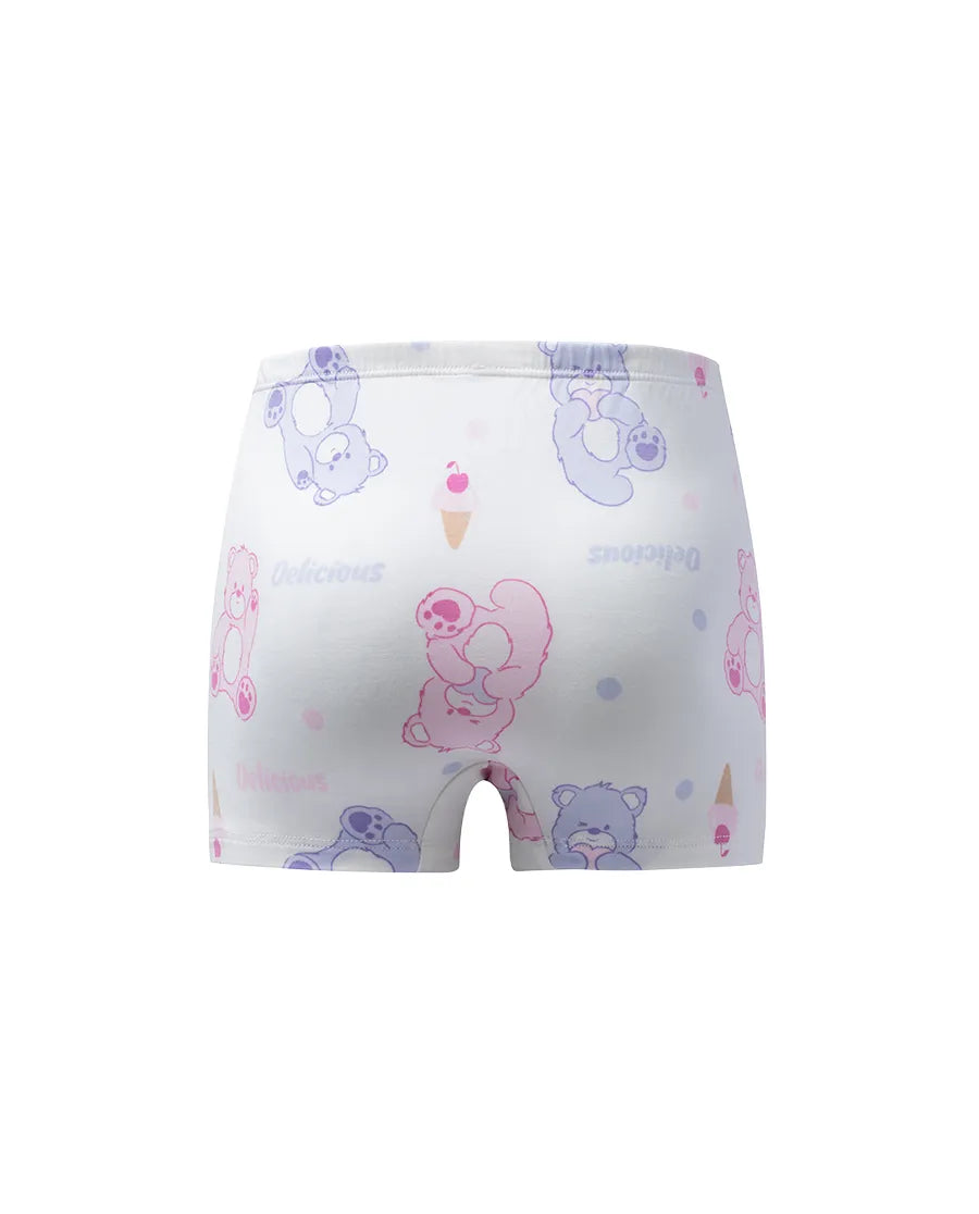 Aimer Kids Modal 3-Pack Bear Printed Mid-Rise Boyshorts For Girls