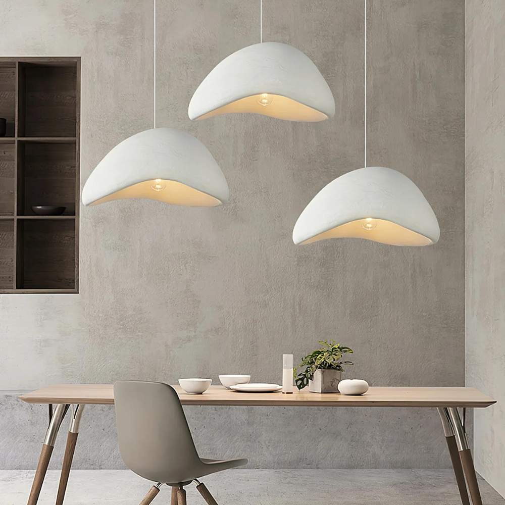Japandi Cloud Pendant Light With Textured Polystyrene Shade