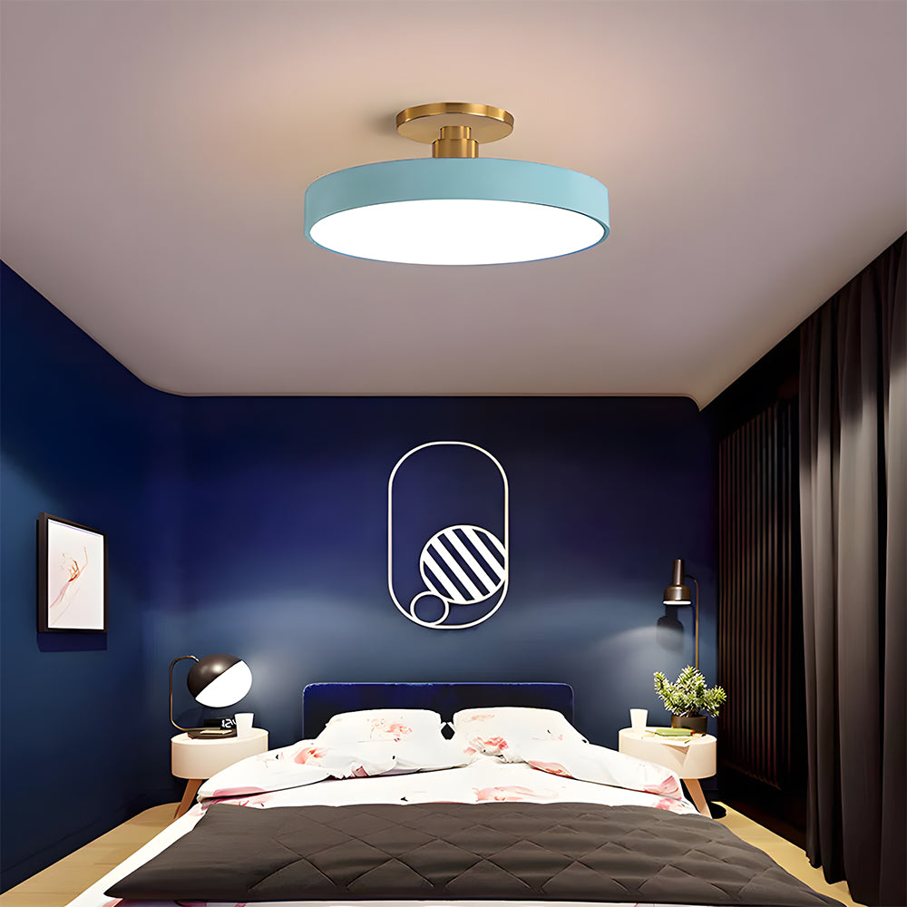 Modern Circular LED Flush Mount Ceiling Light With Iron Frame