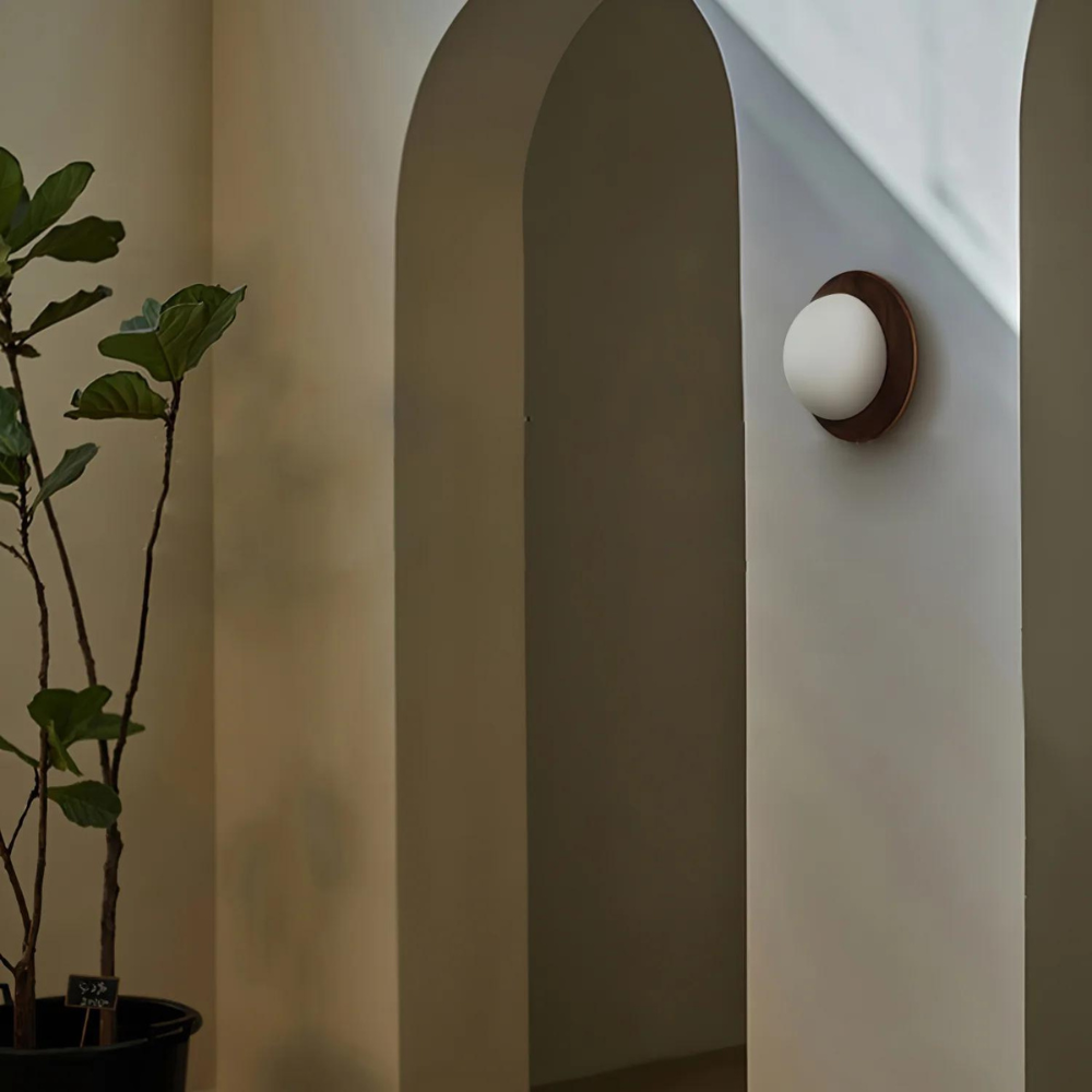 Nordic Natural Wood Wall Light LED Light With Globe Shade
