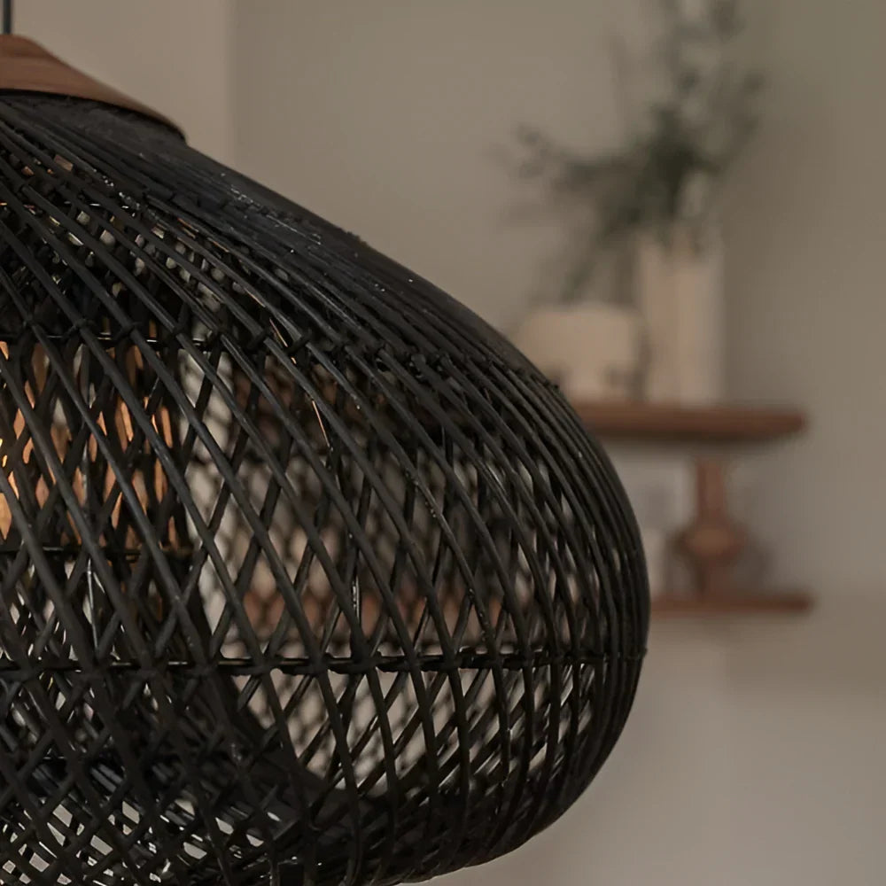 Handmade Rattan Pendant Lights With Woven Dome Shade