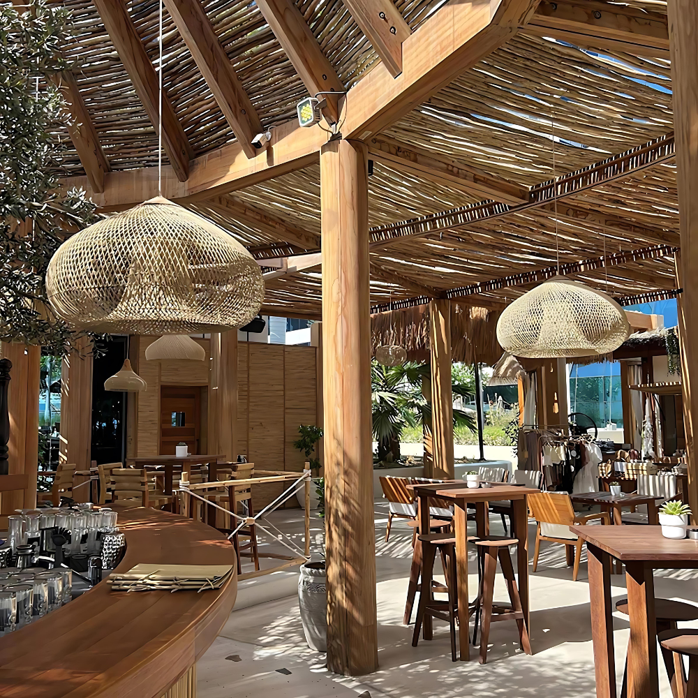 Handmade Rattan Pendant Lights With Woven Dome Shade