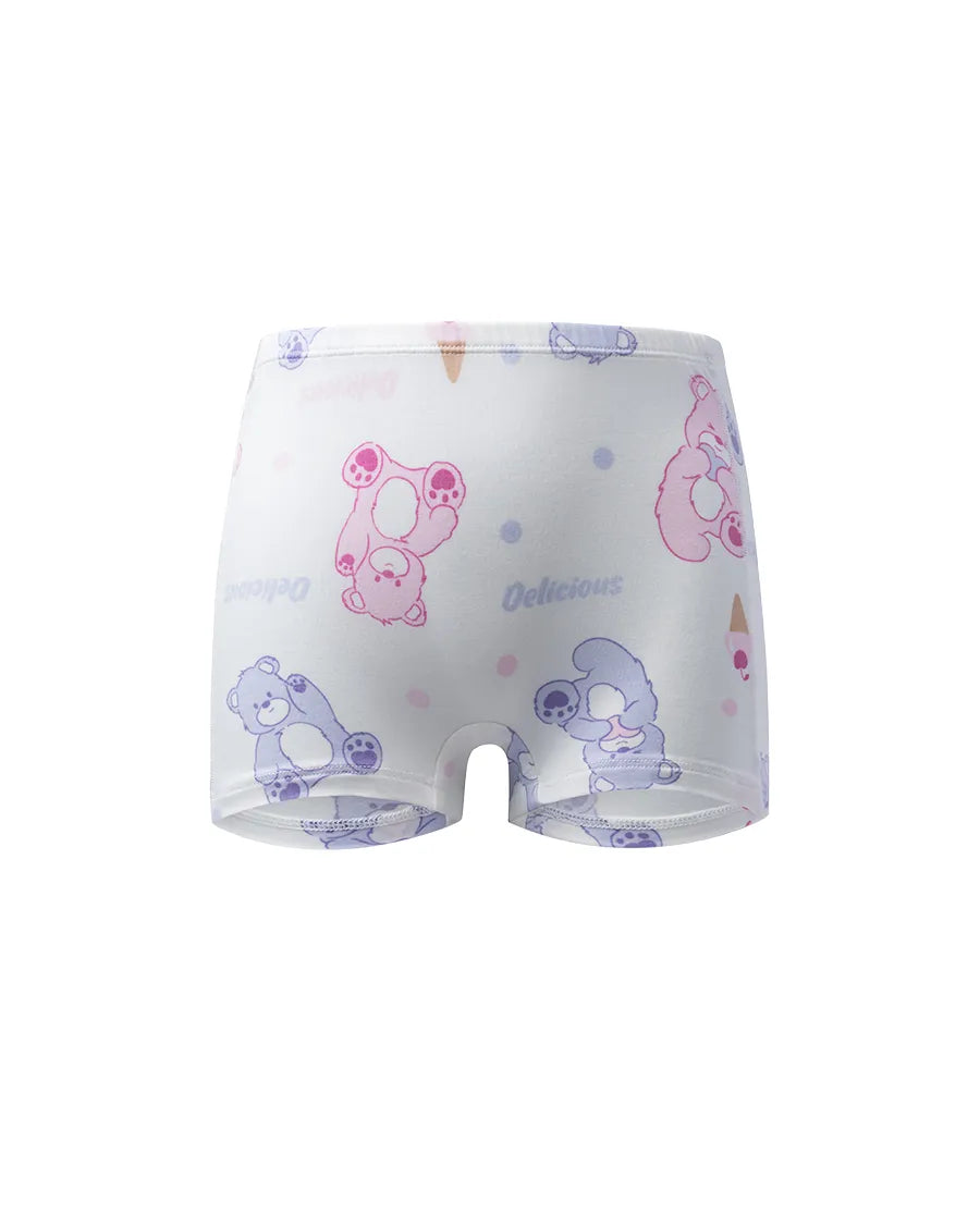 Aimer Kids Modal 3-Pack Bear Printed Mid-Rise Boyshorts For Girls