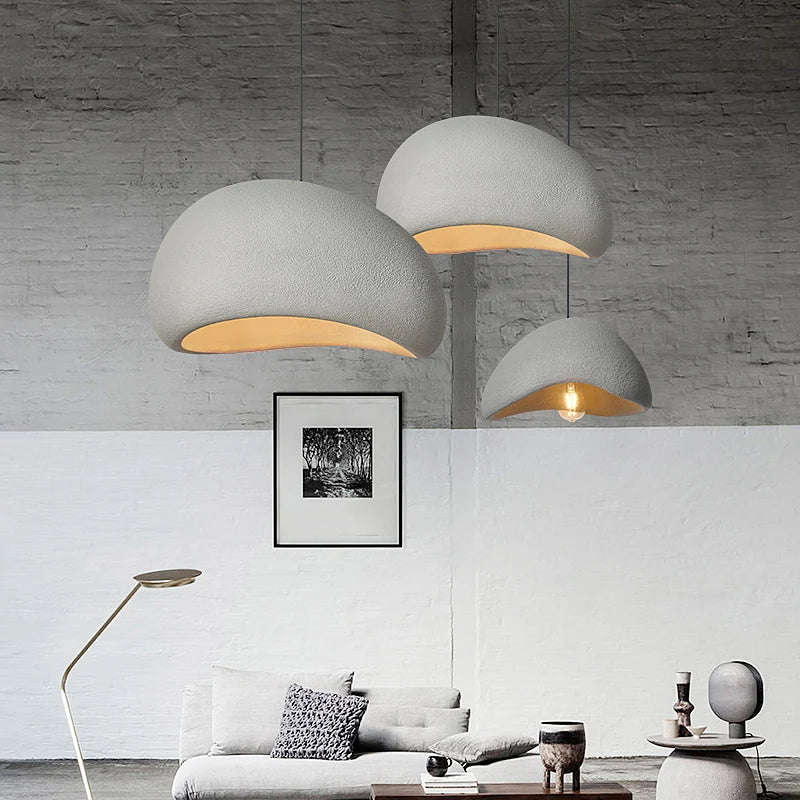 Wabi-Sabi Polystyrene Pendant Light With Spherical Dome Shade
