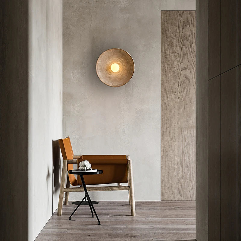 Retro Ceramic Disc Wall Light With Center Globe