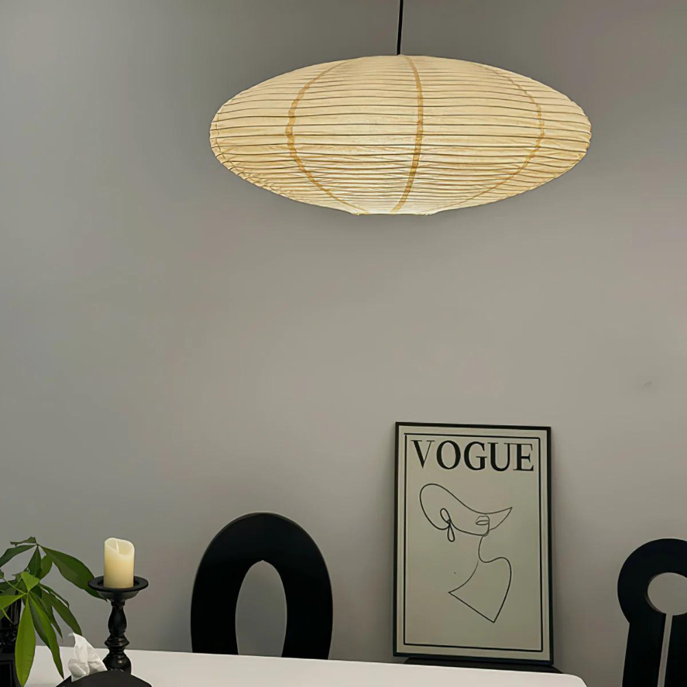 Japandi Paper Pendant Light With Xuan Paper Shade
