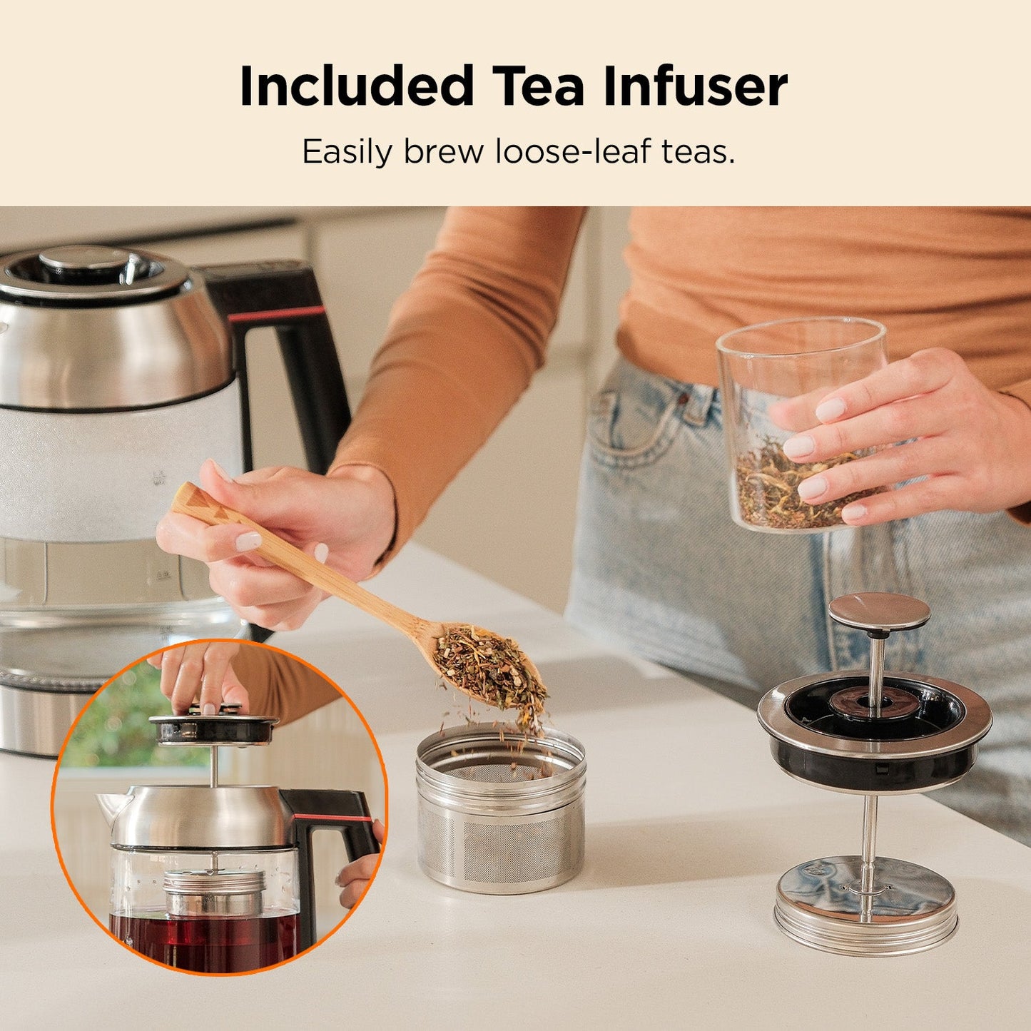 Electric Glass Kettle with Tea Infuser (CK-G170BS)