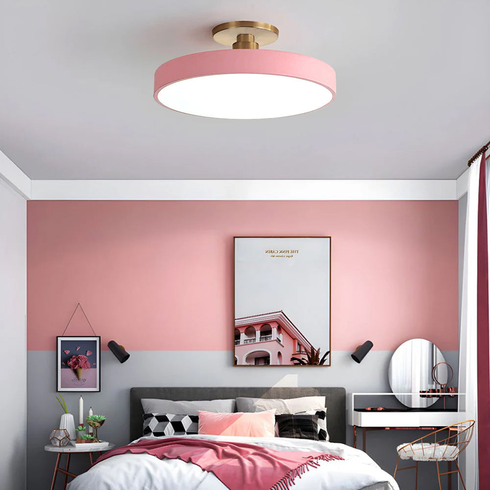 Modern Circular LED Flush Mount Ceiling Light With Iron Frame