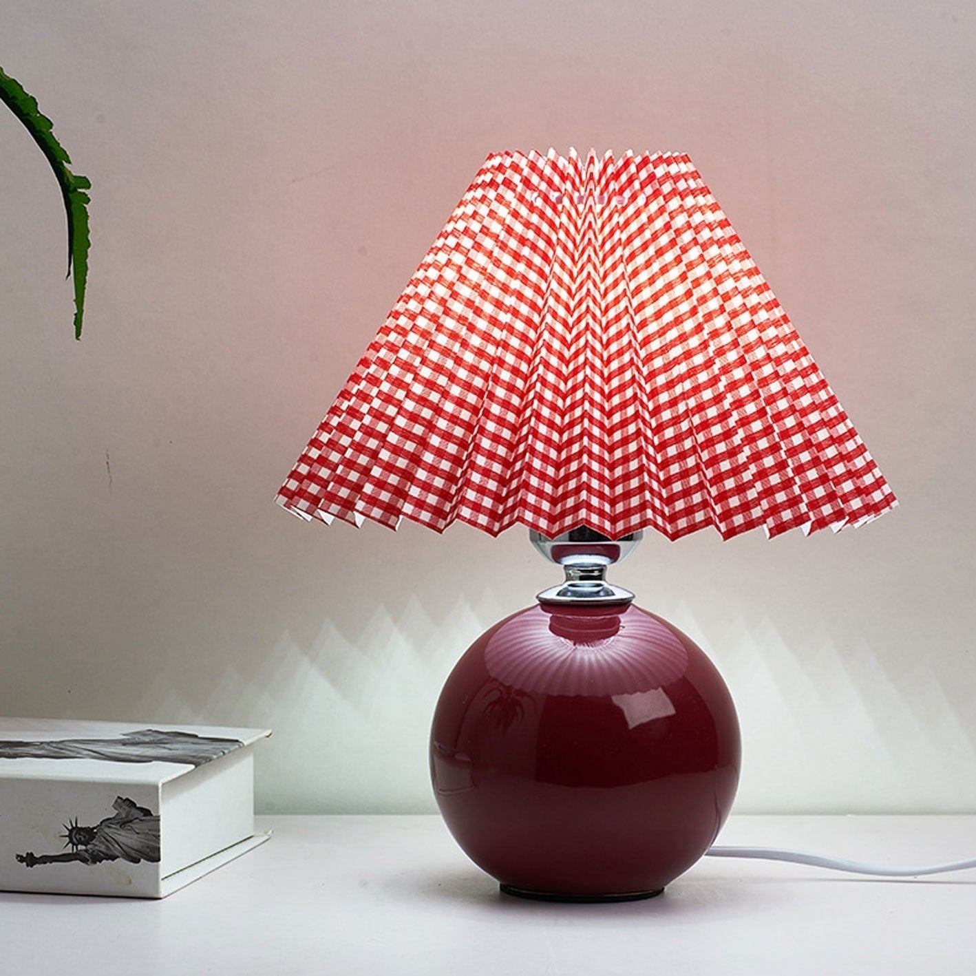 Nordic Ceramic Table Lamp With Pleated Fabric Shade