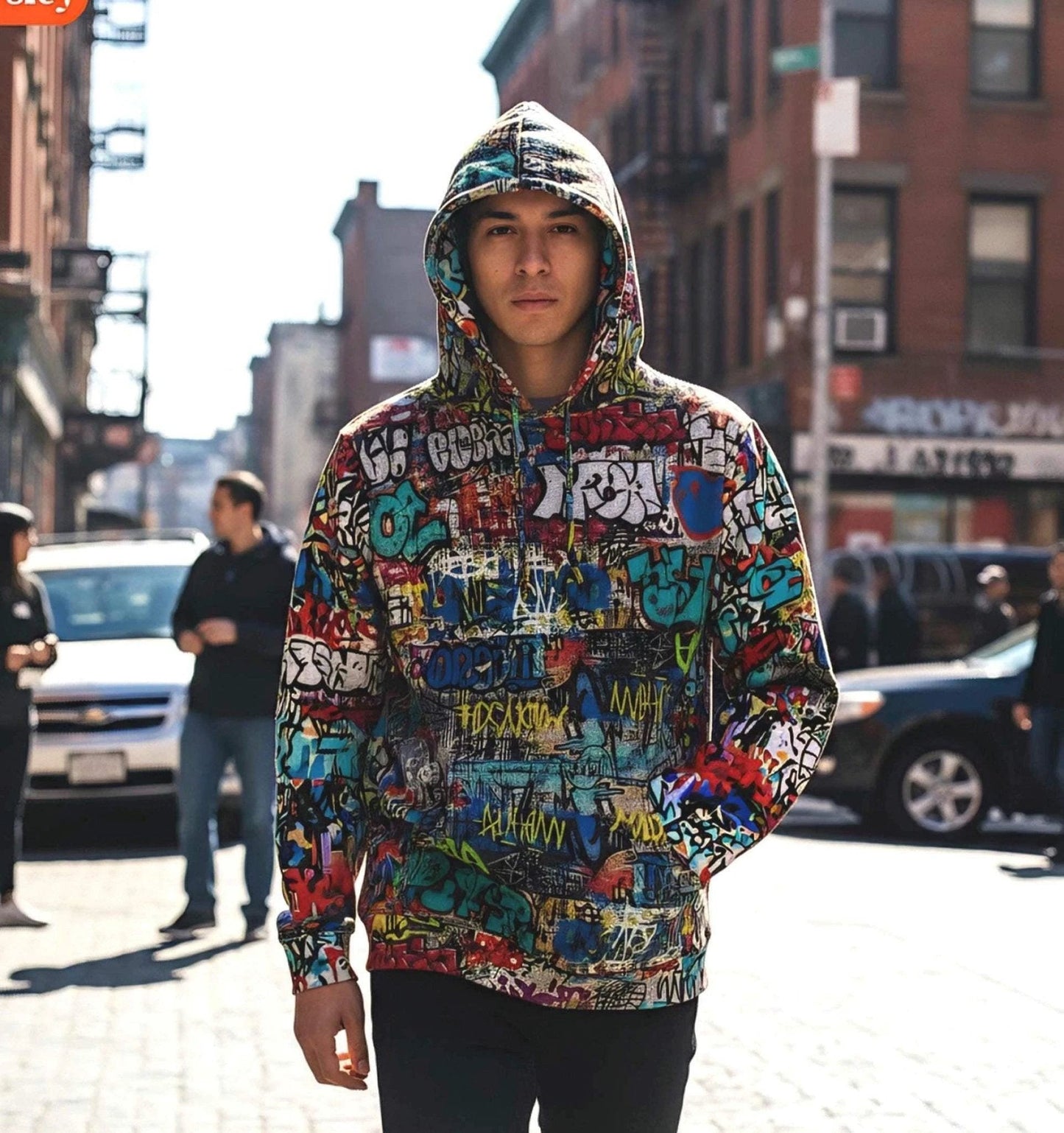 Urban Legend Kids Graffiti Hoodie | Bold AOP Street Art Pullover for Creative Children & Miniature Maximalists