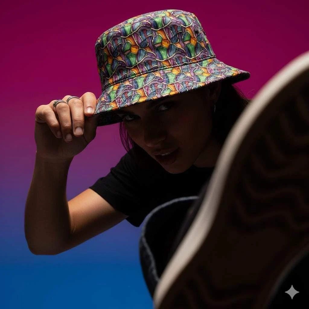 Swamp Tour AOP Bucket Hat | Organic Abstract Print Outdoor Sun Hat — Made in USA