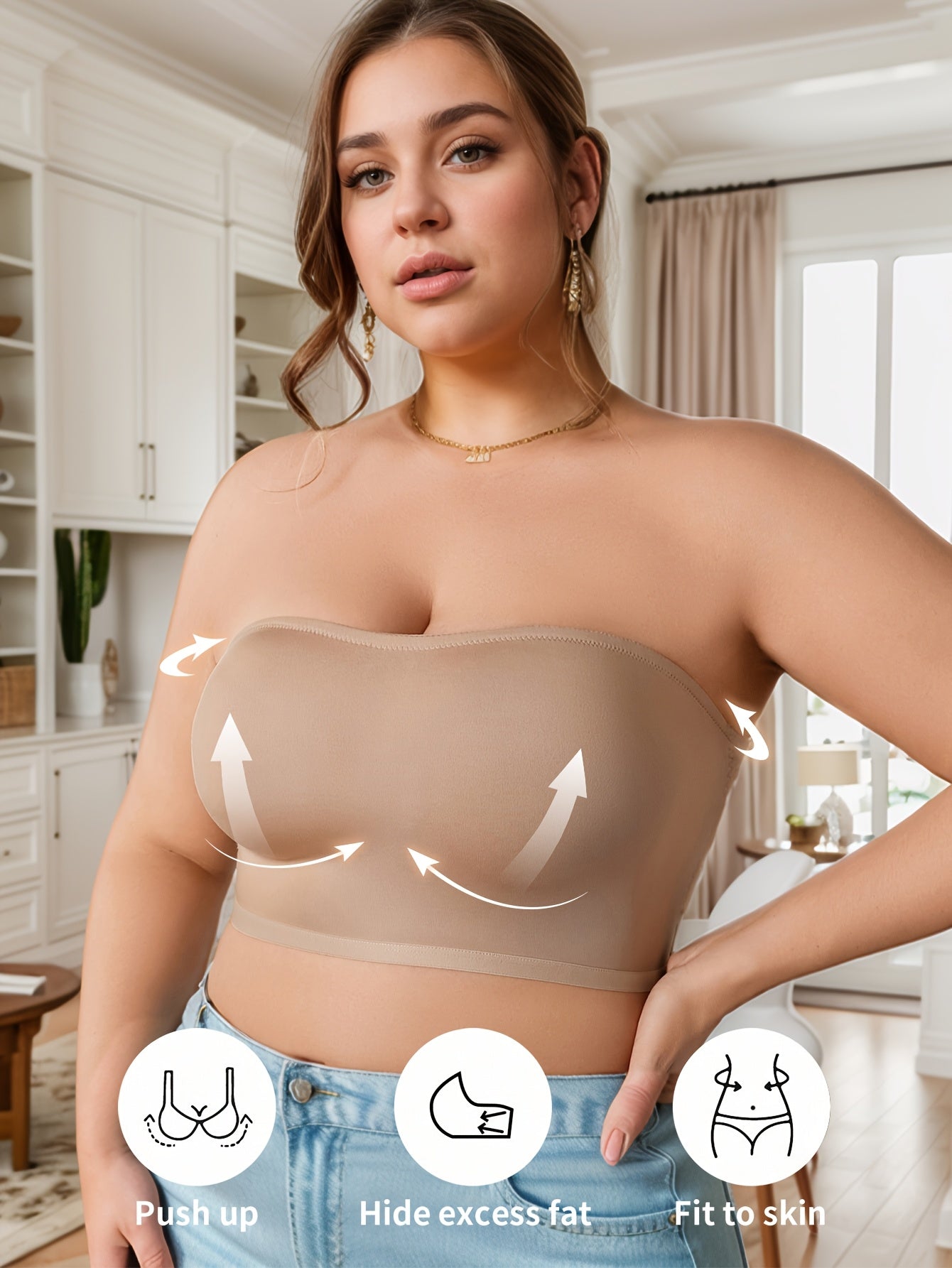 Plus Size Invisible Backless Bra, Wireless TJR8M5D
