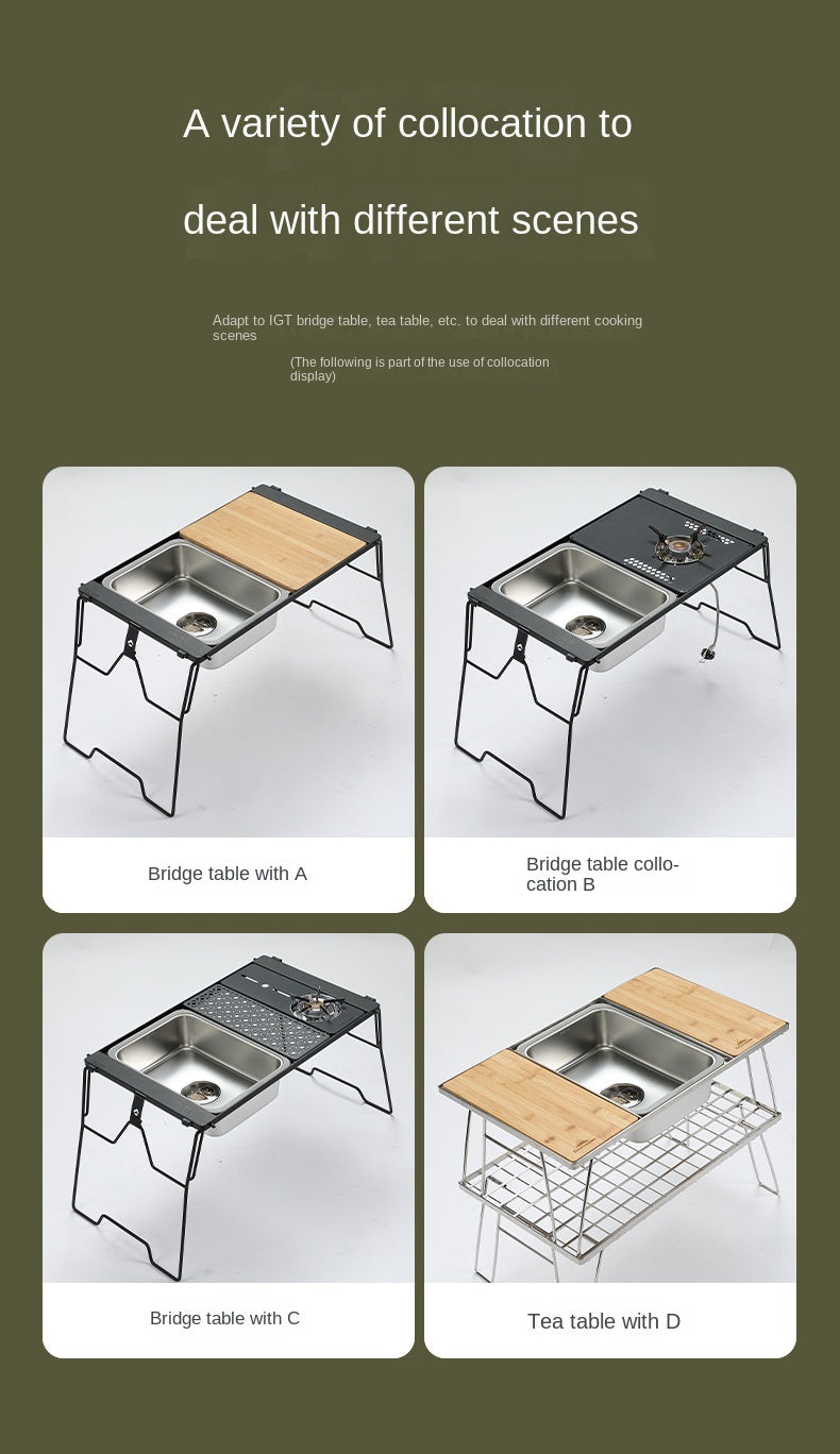 Campingmoon CK-26 IGT One Unit Sink Portable Lightweight Multi-Function Storage Basin Stainless Steel Outdoor Kitchen Sink Add-on Accessories