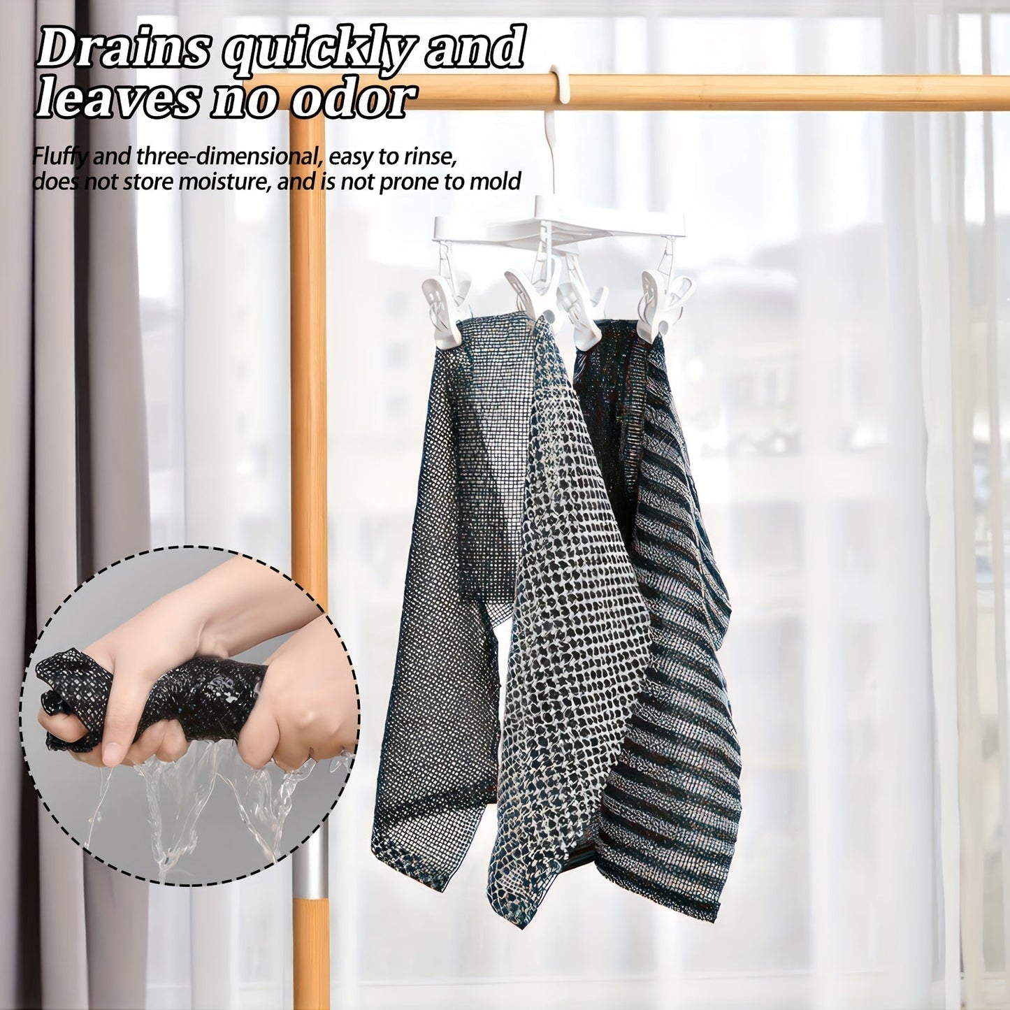 2pcs Double Side Exfoliating Body Scrub Back Scrubber, Bath Wash Towel Loofah Towel with Strap