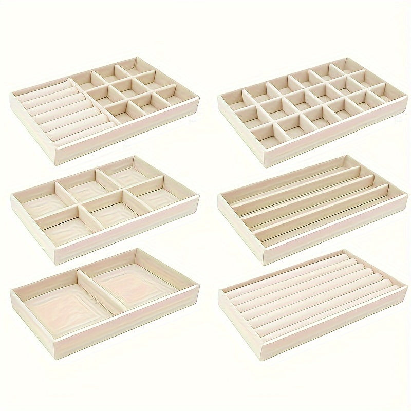 Black Five 6pcs/set Beige Stackable Jewelry Storage Rack - DN2K