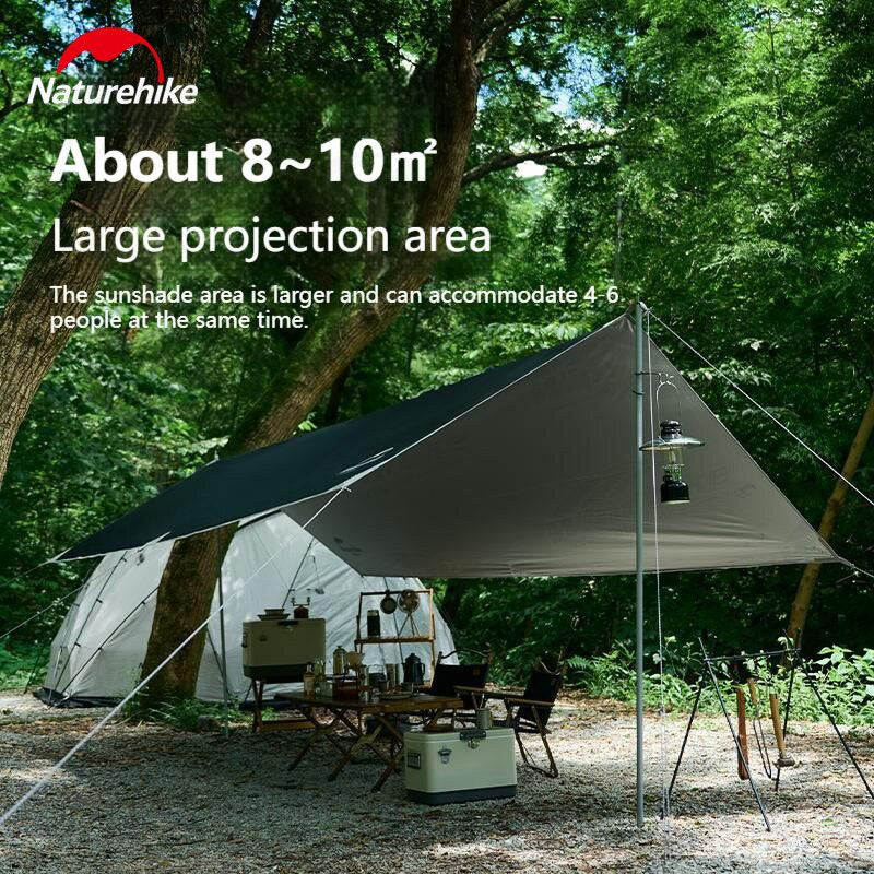 Naturehike GIRDER Series Sun Shelter Awning Canopy Tarp Tent in Classic Silver Coated & Double Sided Black Vinyl Glue + Silver Coating UV Sun Shade Tarp