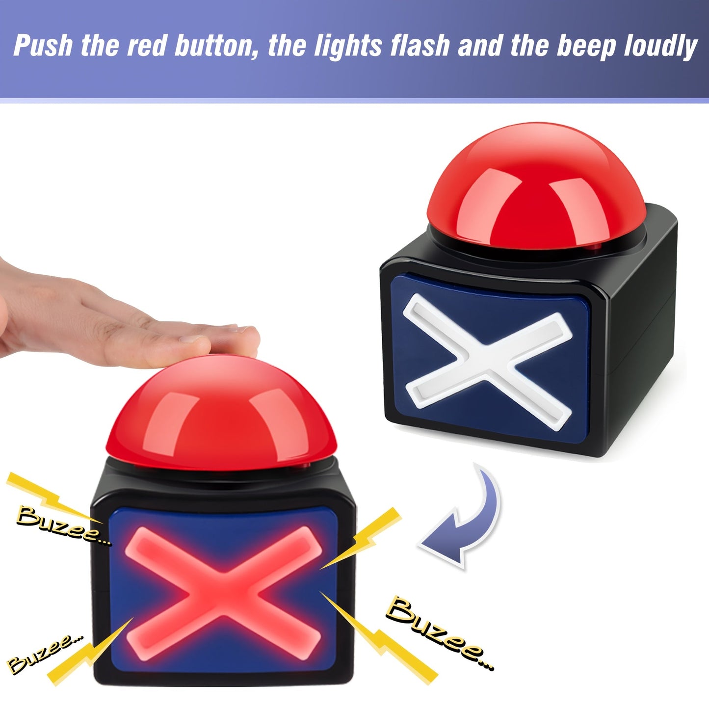 Black & Red Light-Up Sound Buzzer for Trivia TJR9X2M