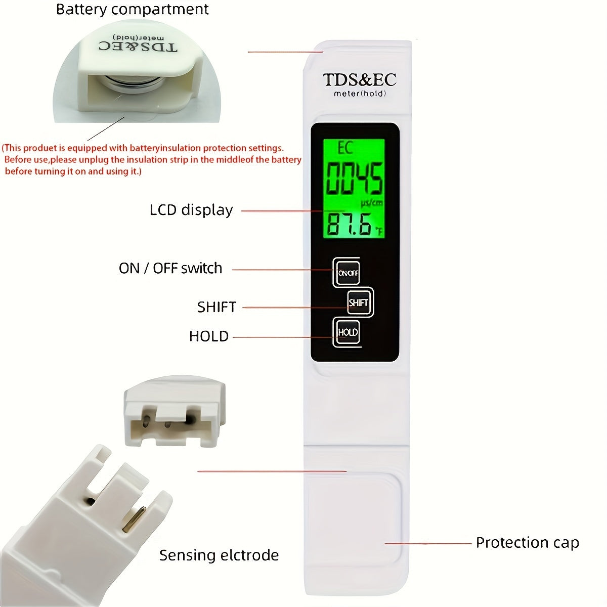 Cloud Prime 3-in-1 Digital Water Quality Tester Pen TJR8M9T
