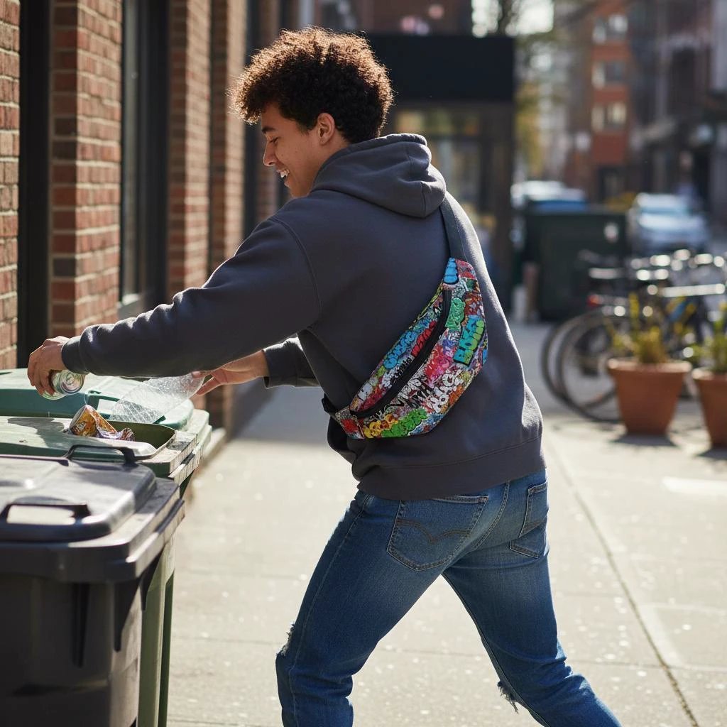 Graffiti Art Crossbody Fanny Pack | Maximalist Waterproof Sling Bag for Festivals, Raves & Travel