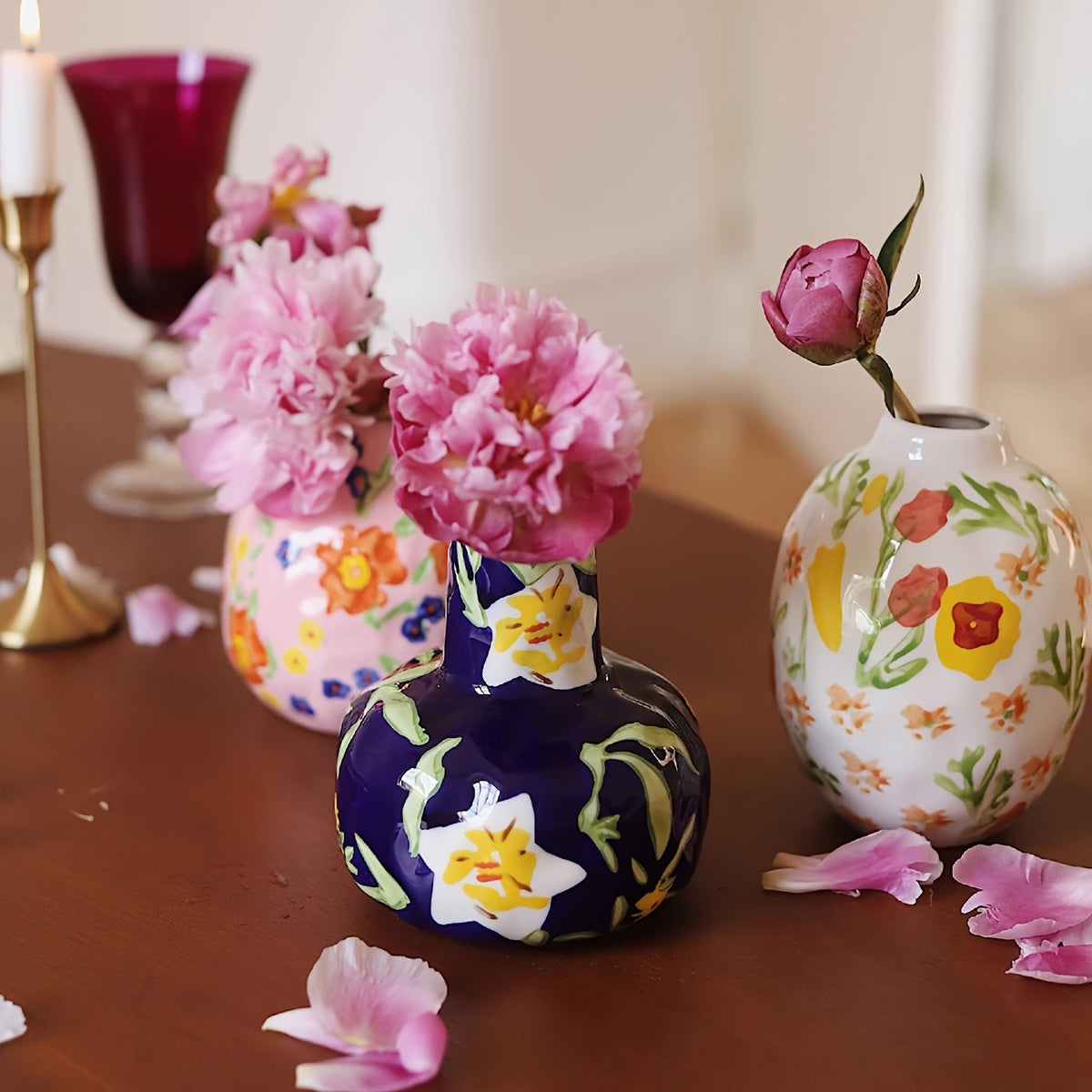 Vintage Floral Ceramic Vase - D2EC