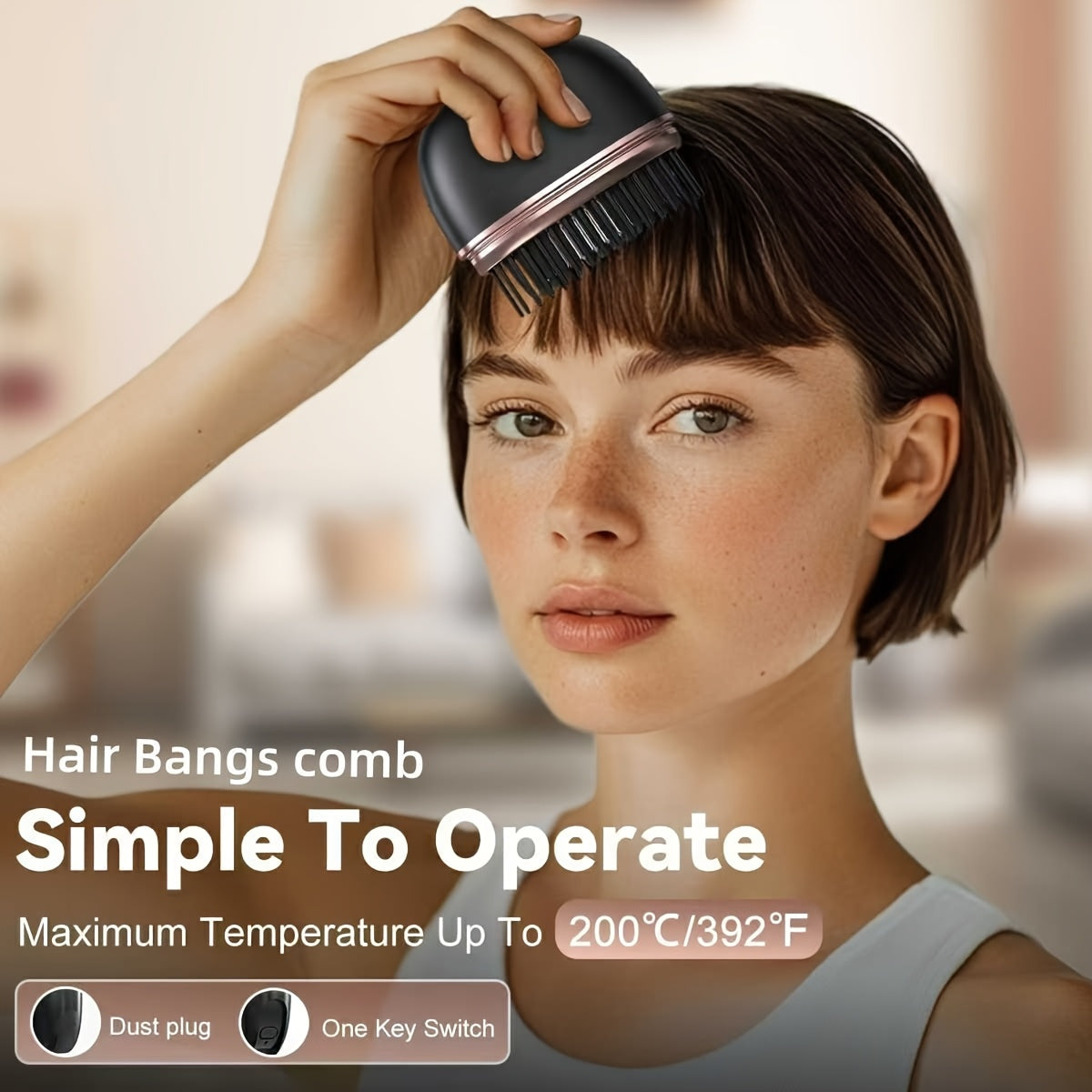 Cordless Hair Straightener Brush, USB Rechargeable, 3 Heat – TJR5P9R