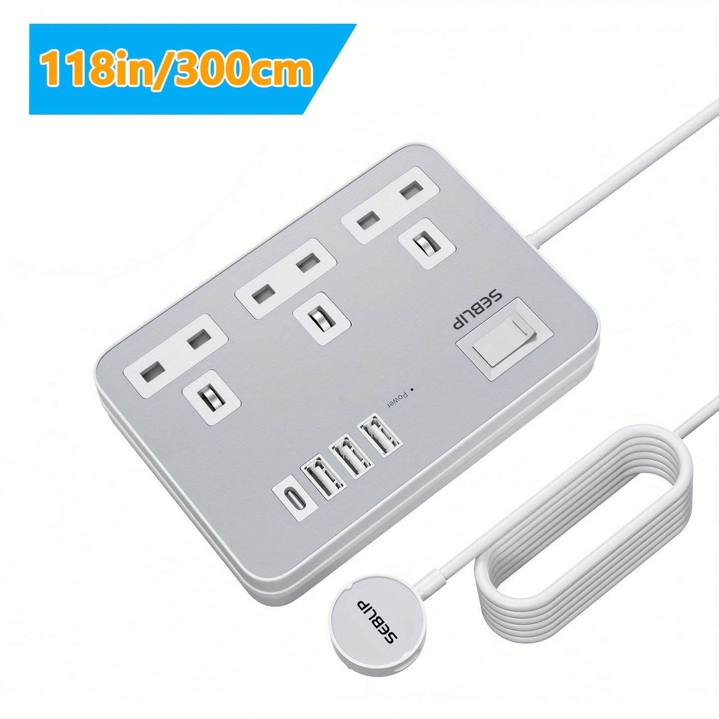 7in1 Flat Plug Power Strip- HMT17PP