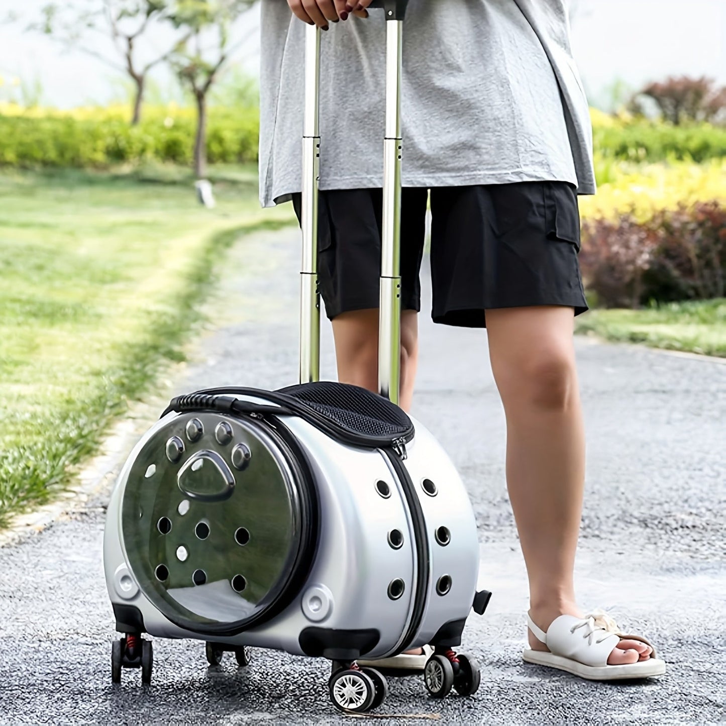 Expandable Pet Trolley Portable Carrier with Wheels-HEPV