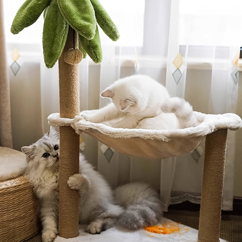 Coconut Tree Cat Hammock Tower with Cactus Cat House - CU3J