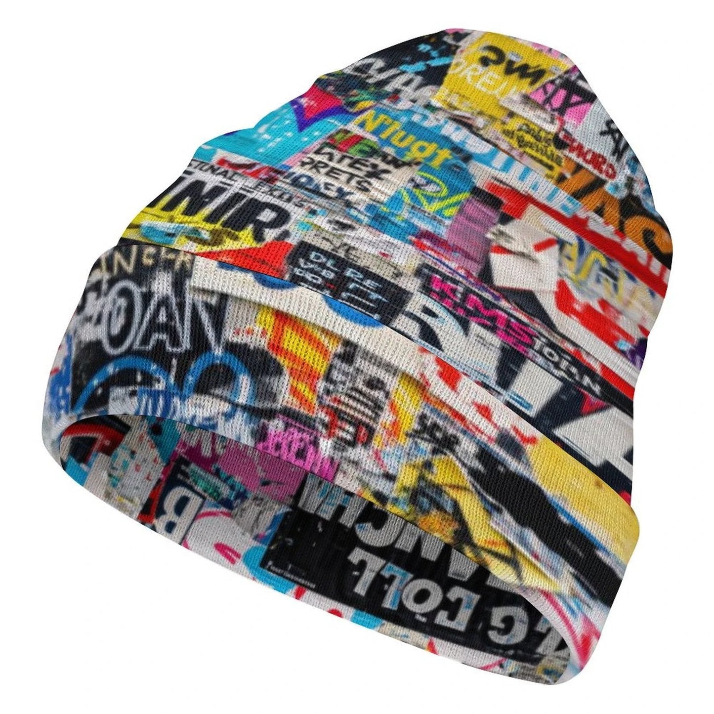 Street Swag All-Over Print Knit Beanie | Bold Abstract Art Streetwear Hat